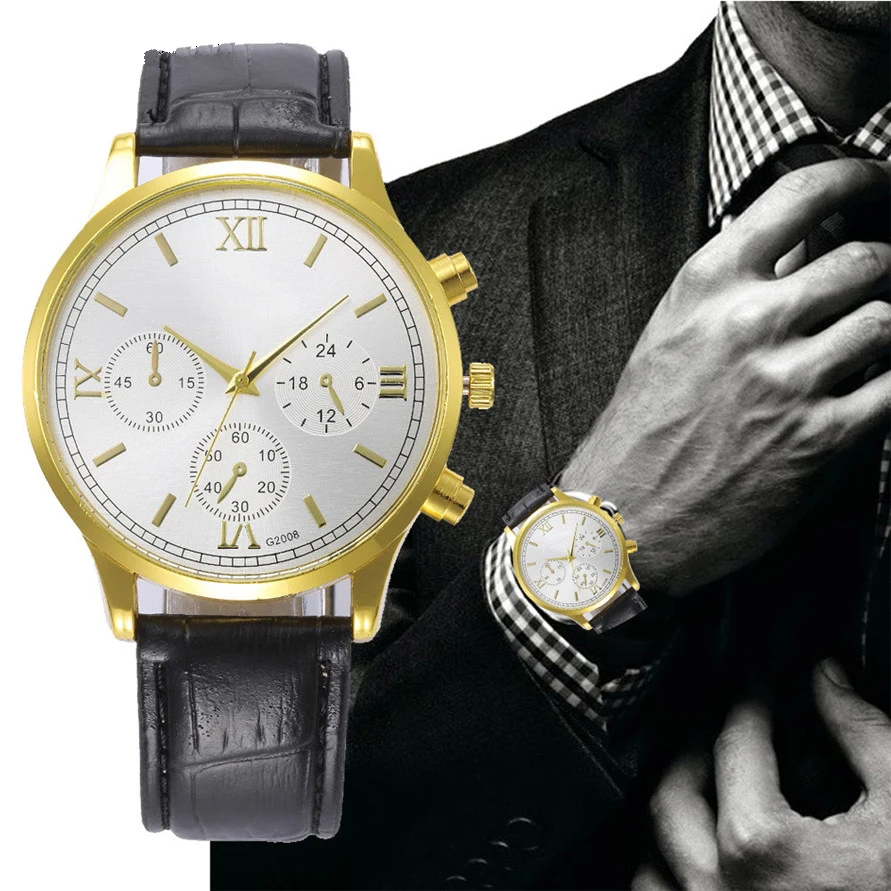 Buy Migeer Men's Fashoin Roman Numerals Gold Plated