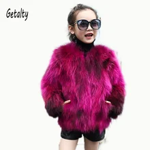 Натуральный мех енота Мех животных пальто осень-зима детей теплое толстое пальто, верхняя одежда однотонные шорты Меховая куртка Обувь для девочек Для женщин верхняя одежда Костюмы