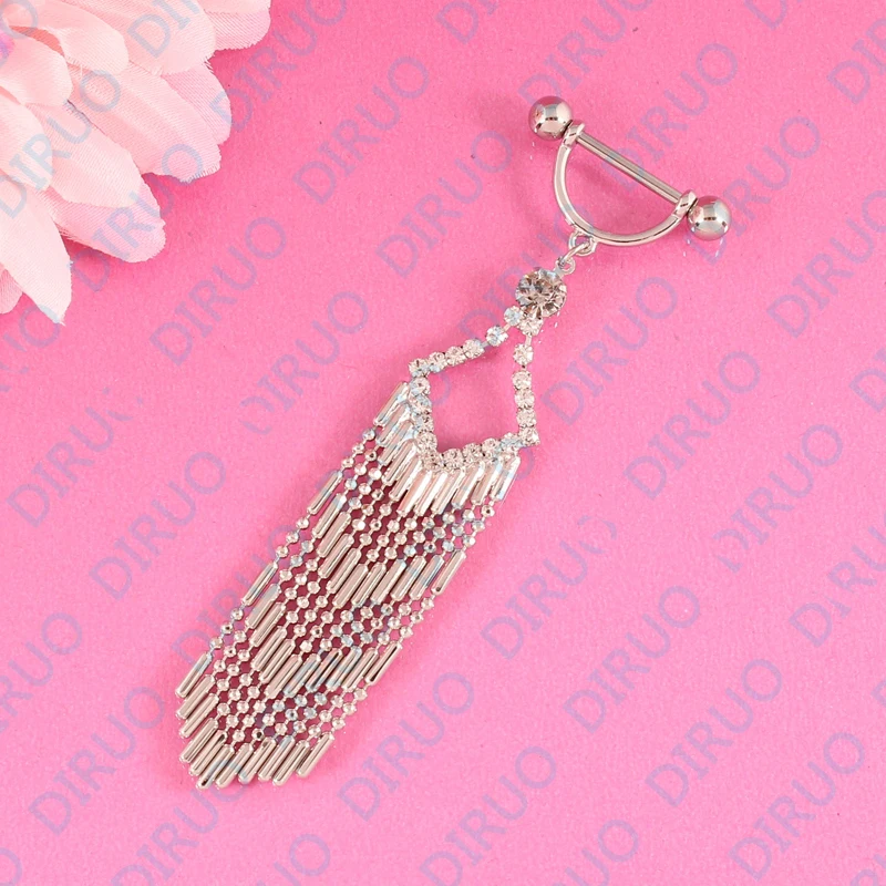 Retail 2 pieces/lot Rhinestone Tassel Nipple ring Body piercing jewelry