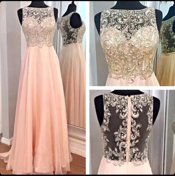 

2016 crystal long evening dress beaded pearl pink pure fantasy woman party formal dress PROM dress DF456 without back of a chair