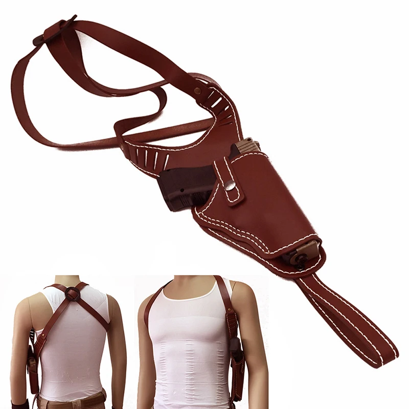 

Vertical Genuine Leather Right Hand Gun Holster Buckle Cowhide Gun Bag Fits Medium Frame Auto Handguns Cowhide Gun Bag