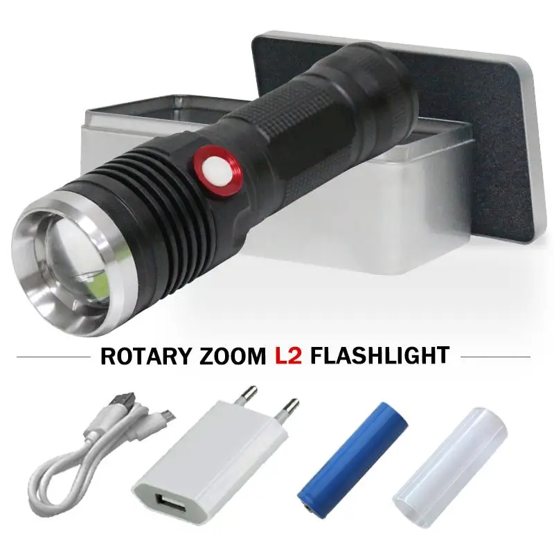 Зарядка Лампе torche usb фонарик XM L2 zoomble факел 18650 или 26650 Водонепроницаемый Кемпинг