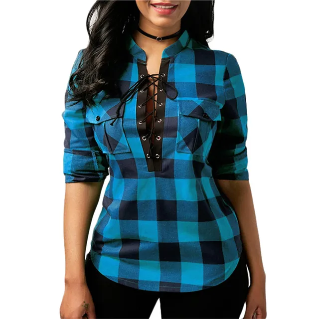 Office Lady Cotton Lace up Shirt