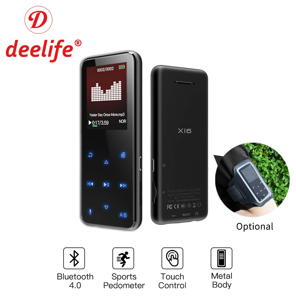 Deelife MP3 Player Bluetooth HiFi Music Mini Metal MP 3 With Speaker Touch Screen FM Radio USB FLAC Audio Running Walkman Sport