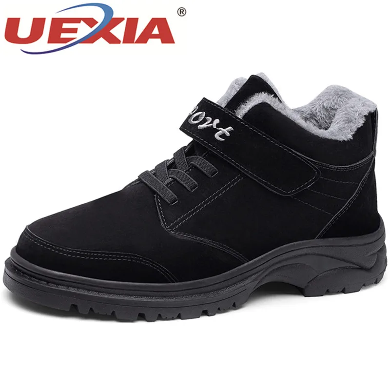 

UEXIA Hot Sale Winter Warm Men'S Boots Plush Hard-Wearing Lace Up Snow Men Boots Flock Comfortable Flats Fur Casual Shoes Men