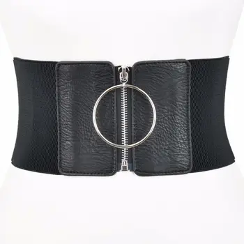 

Wide Belt for Women Skirt Metal Zipper Waist Female Belt Fashion Elasticity Waist Female zipper Belts Cummerbund Corset Bodycon