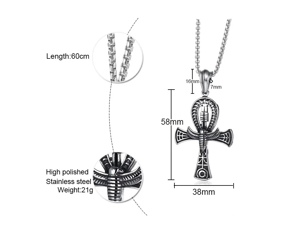 Египетский крест жизни Ankh с скарабей Шарм кулон ожерелье для мужчин нержавеющая сталь ключ жизни мужские ювелирные изделия 24"