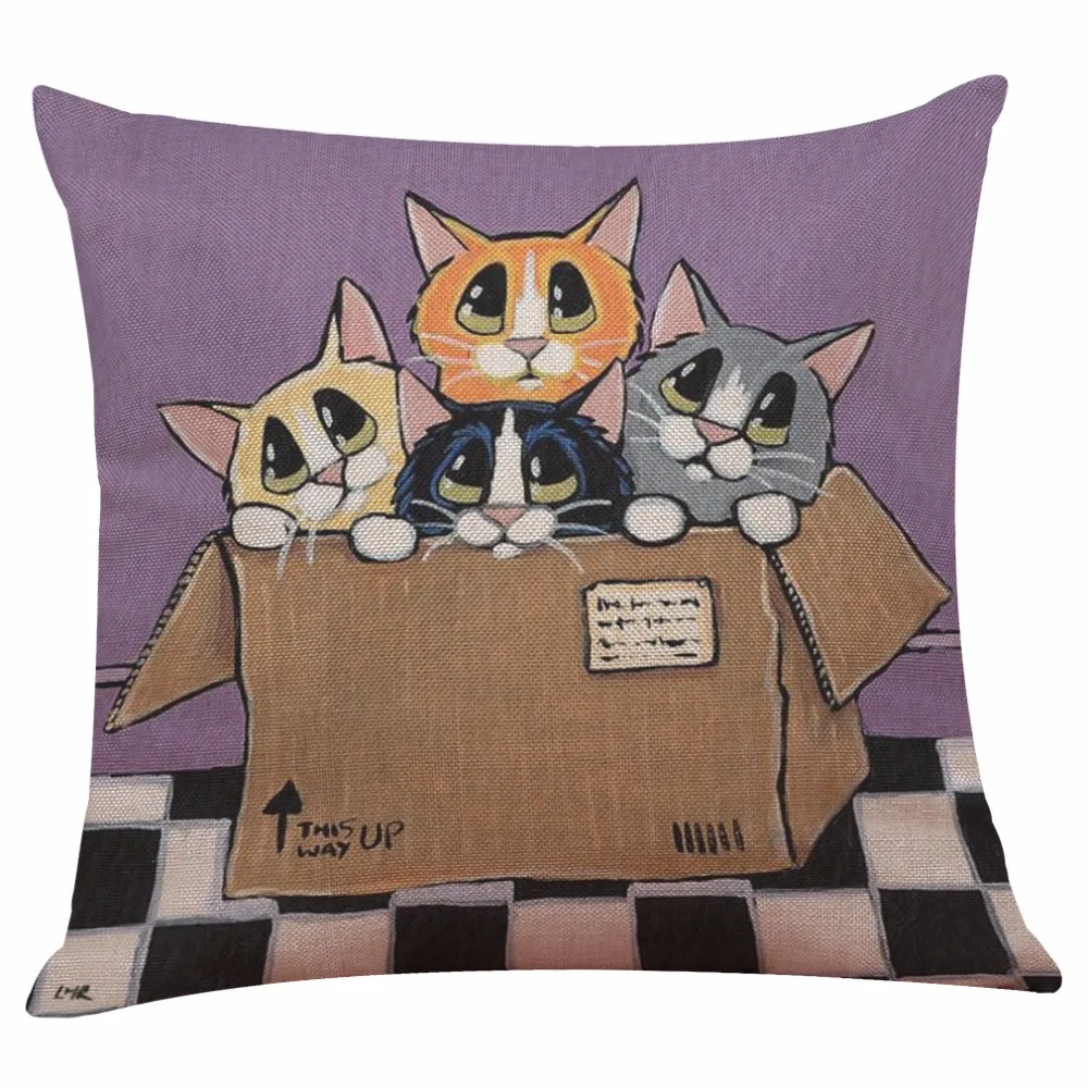 Pillowcase Cute naughty cat pattern print pillow cover ...
