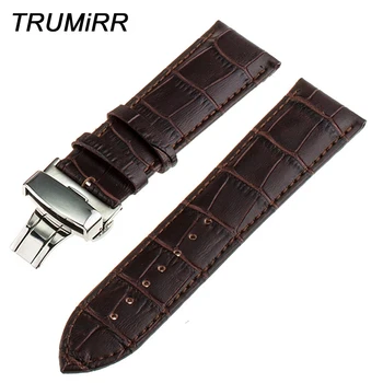 

22mm Genuine Leather Watch Band Butterfly Buckle for Samsung Gear 2 R380 Neo R381 Live R382 Moto 360 2 Gen 46mm Strap Bracelet