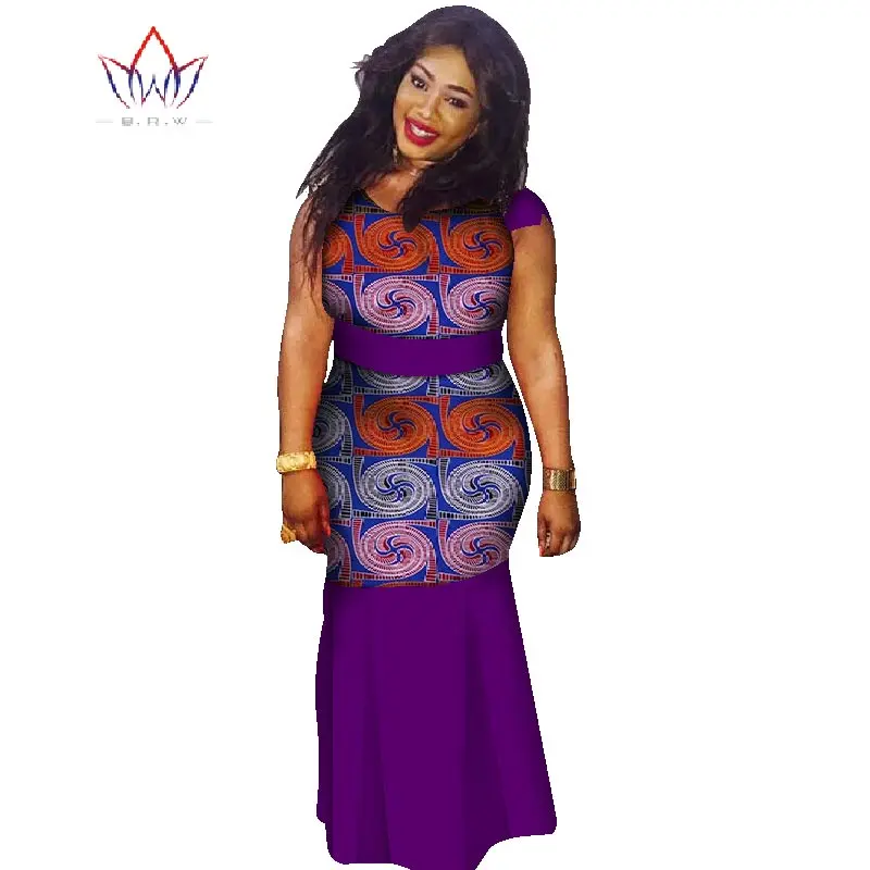 Модное Африканское Платье с принтом Дашики, повседневное длинное Хлопковое платье, Африканское платье для женщин, африканская восковая одежда Анкары WY1354