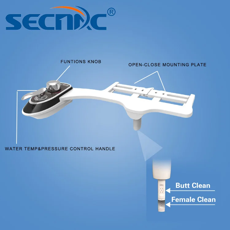 Secnac Non Electric Toilet Bidet Seat Washlet Dual Nozzles American Elongate/round Style