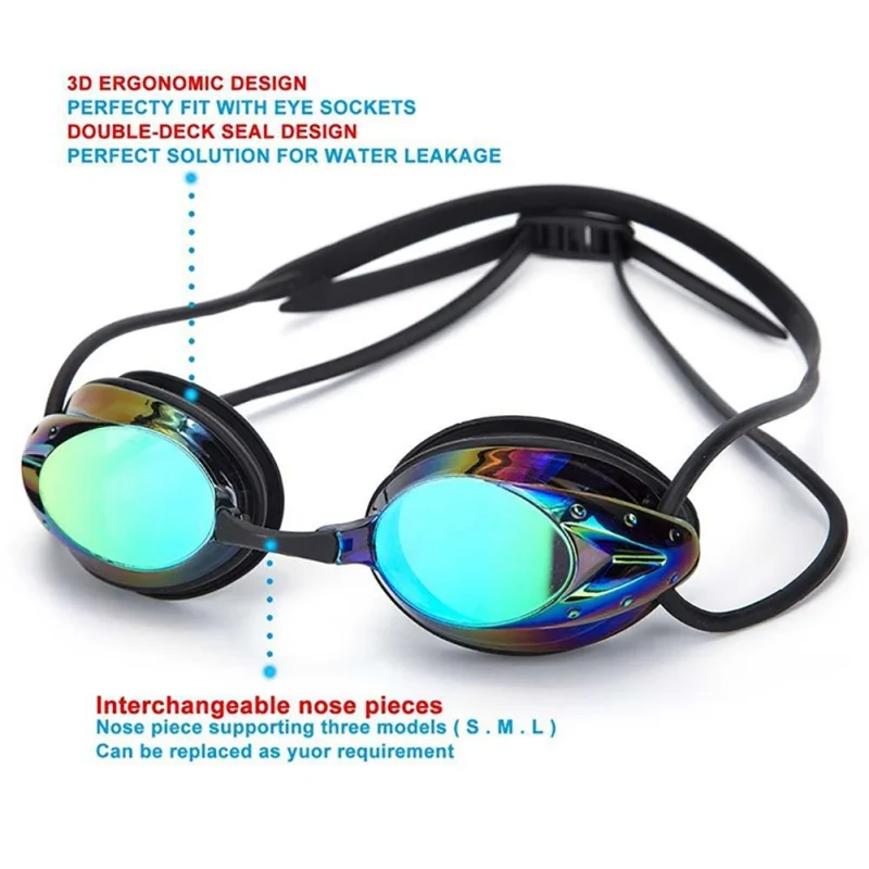Регулируемые плавательные очки для мужчин женщин унисекс профессиональная противотуманная оптика с защитой от ультрафиолетовых лучей Водонепроницаемые силиконовые очки для плавания