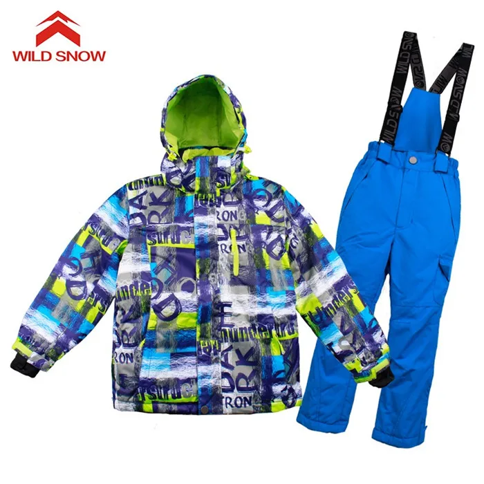 Теплый детский лыжный костюм для снежной погоды, лыжная куртка для мальчиков и девочек, брюки, непромокаемая ветрозащитная куртка для сноуборда, зимние детские лыжные костюмы - Цвет: Color 7