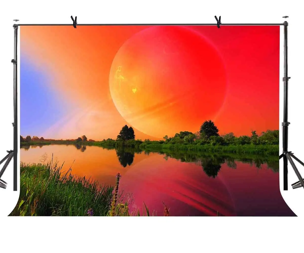 

7x5ft Dusk Backdrop Dusk River Landscape Photography Background and Studio Photography Backdrop Props