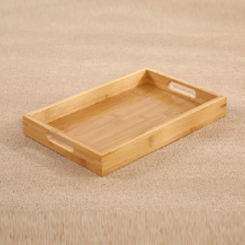 

Tea Rectangular Cocktails Water With Handle Kitchen Dishes Solid Breakfast Serving Tray Drink Storage Home Wood