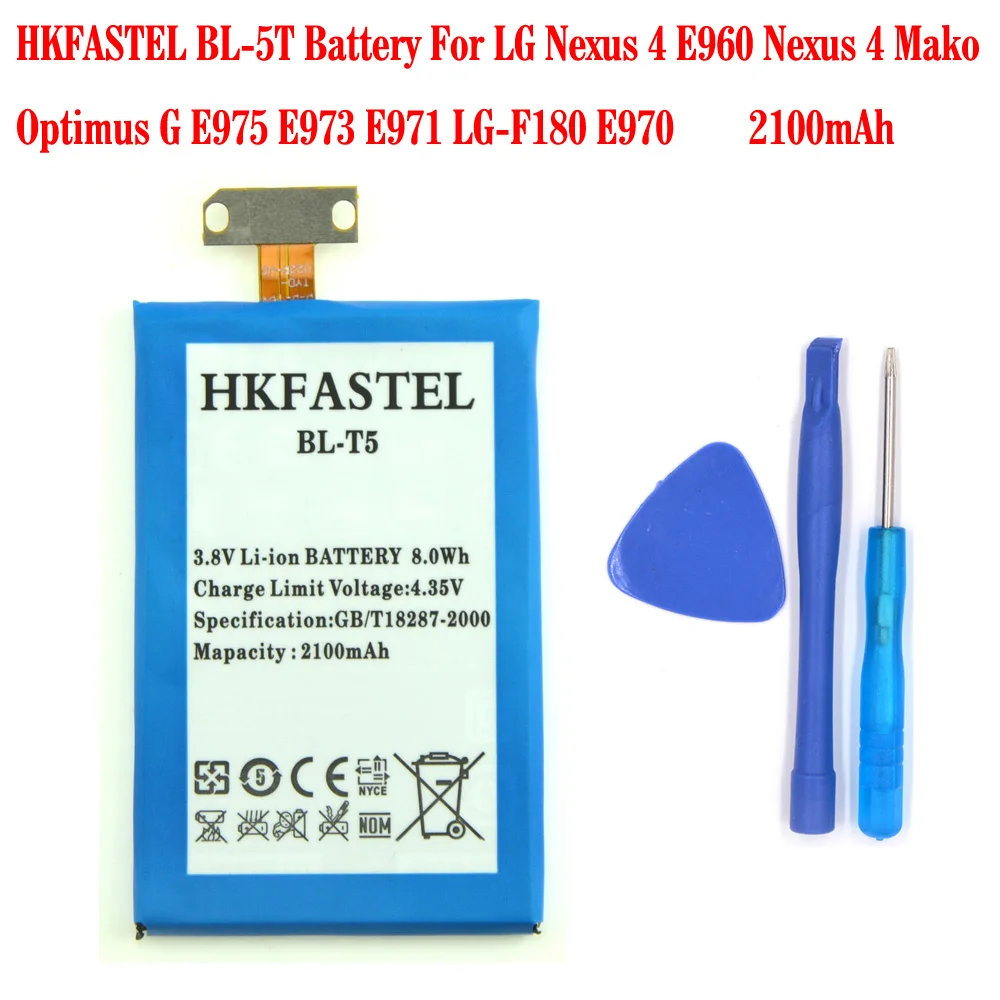 Новый аккумулятор HKFASTEL BL-T5 T5 для LG Nexus 4 E960 Mako Optimus G E975 E973 E971 | Мобильные телефоны и