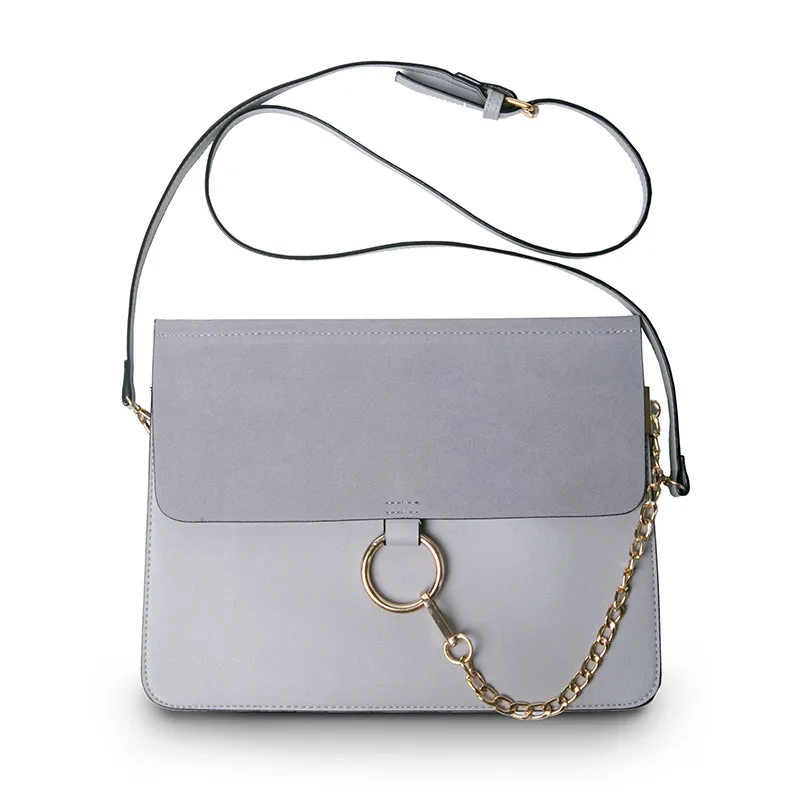 Luxury Brand Women Messenger Bags Chains Patchwork Shoulder Crossbody Bag Ladies Metal Ring Leather Stella Bag Clutch Sac A Main