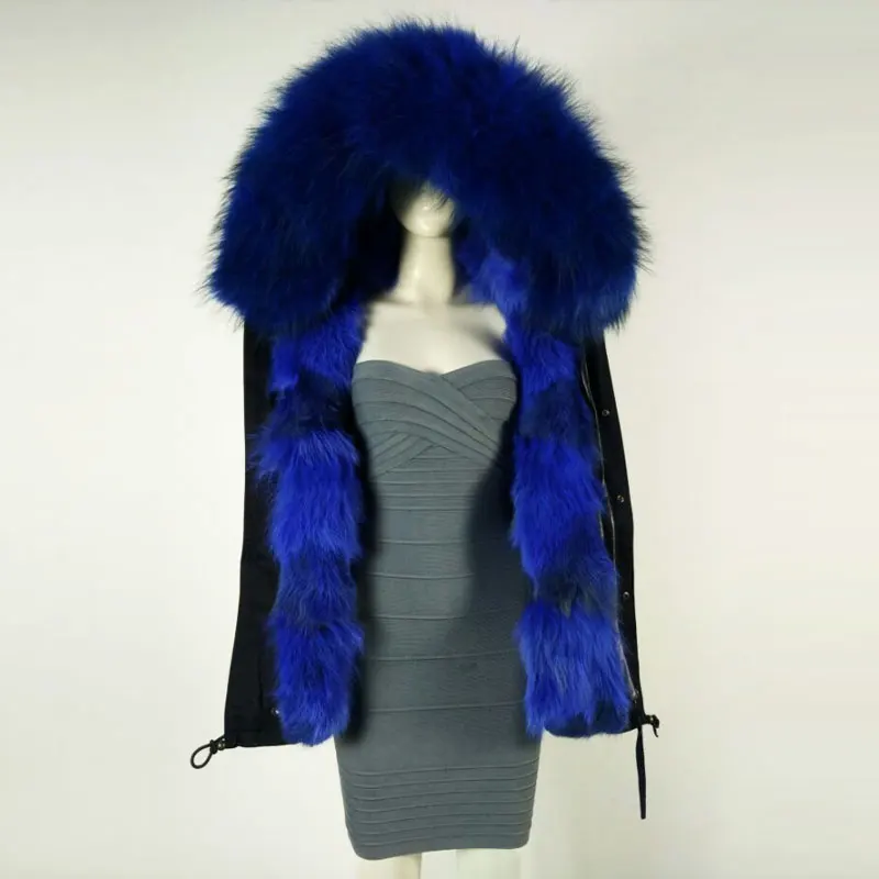 New Black Black Jacket winter unisex style Blue Fox Inside Fur Parka New Black Black Jacket winter unisex style Blue Fox Inside Fur Parka