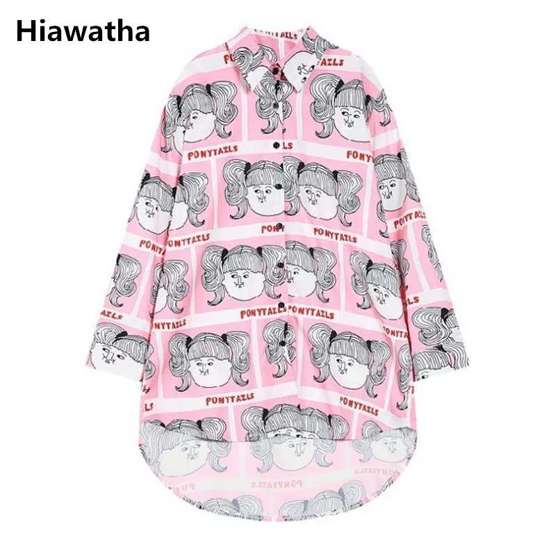 Новая блузка Hiawatha с рисунком девушки из мультфильма Женская милая отложным
