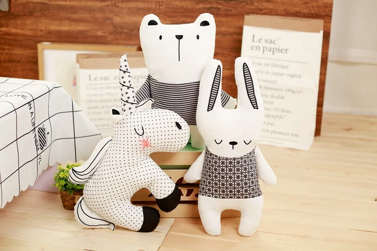 Bonecos de Pelúcia dos Desenhos Brinquedo do Urso Tecidos de Qualidade em Casa Centímetros Unicornio 3 Padrões Estilo Nórdico Animados Coelho Enfeite Decoração Brinquedos 1 pc 40-45 2 animados brinquedo do Urso Coelho tecidos de