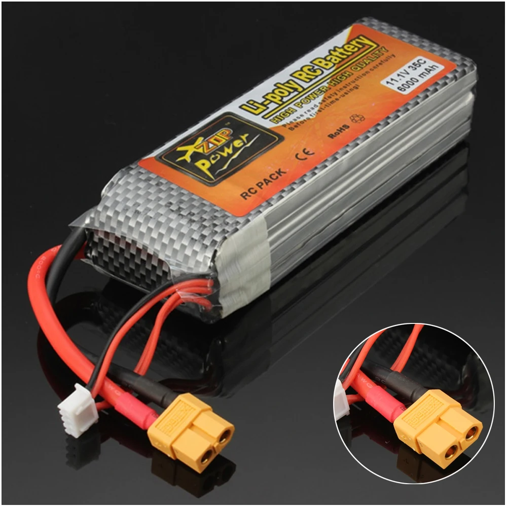 

1pcs ZOP Power LiPo Battery 11.1V 6000mAh 3S 35C XT60 Plug For RC Quadcopter Drone Helicopter Car Airplane