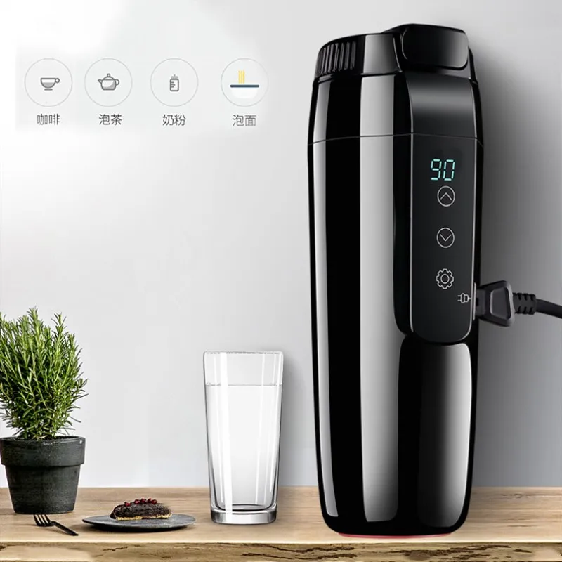 Baratos Taza Hervidor eléctrico para calefacción de coche de 350 ML, taza para calentamiento automático, taza para calentamiento térmico de café de 12 V, taza para agua hirviendo de temperatura