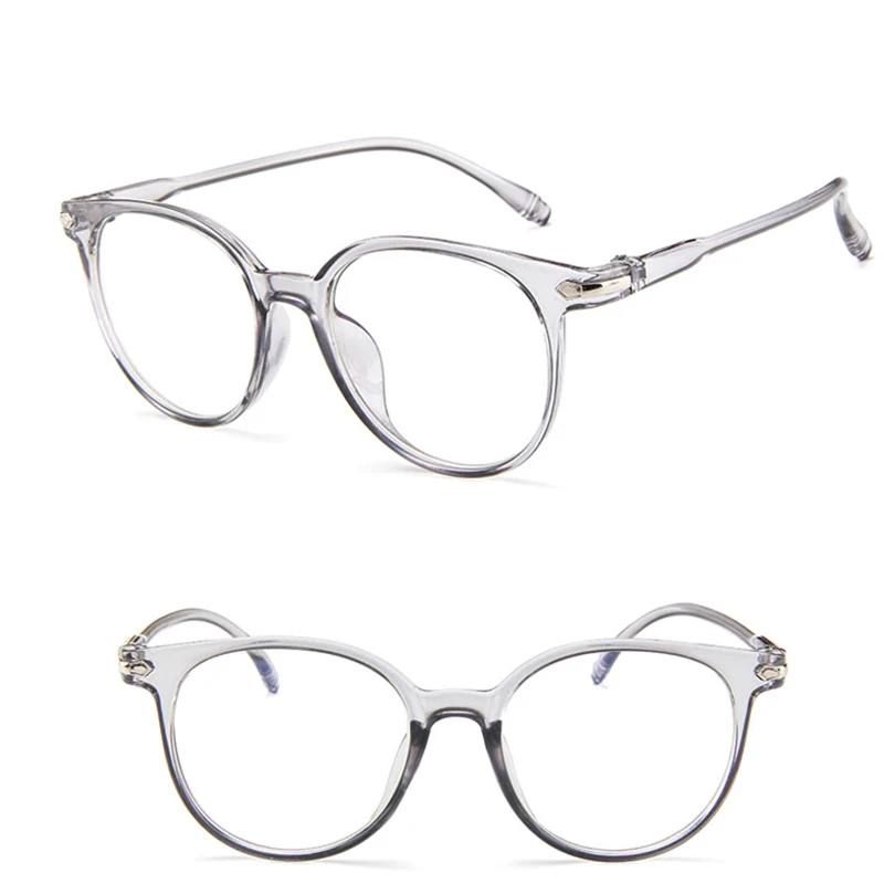 Yoovos Vintage Women Glasses Frame Anti Blue Light Eyeglasses Retro Round Clear Lens Glasses Optical Spectacle Frame UV400 - Цвет линз: Gray