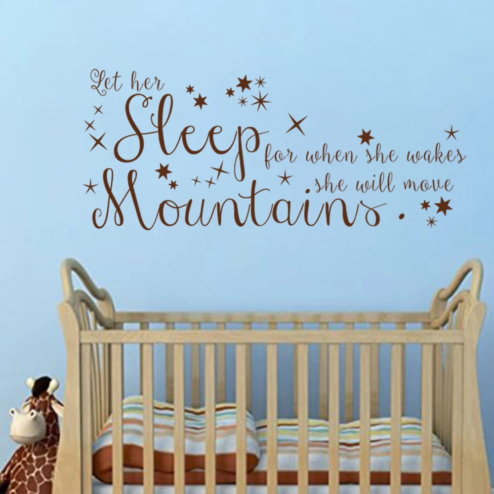 Girls Room Decals Baby Nursery Vinyl Wall Art Quote Let Her Sleep For