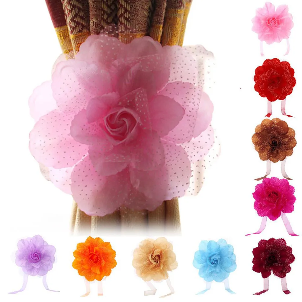 

2PC Flowers Curtain Clip Best Peony Flower Curtain Clip-on Tie Backs Holdback Tieback Holder Panel For Living Room Bedroom B1
