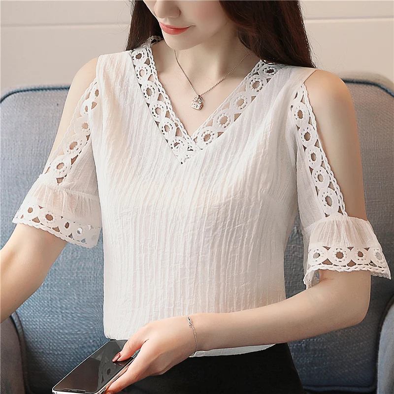 Блузка женская белая кружевная с вырезом открытыми плечами 2019|off shoulder top|shoulder off