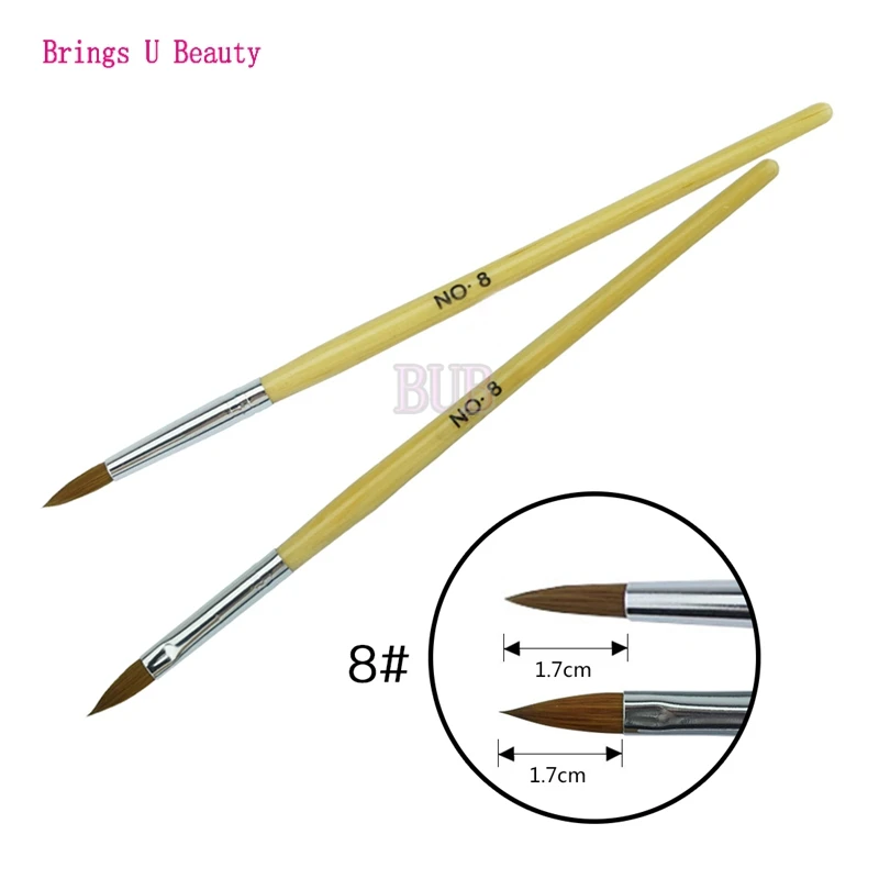 

2 pc/lot One Round Head and One Flat Head Fiber Hair Wood Acrylic Nail Art Brush for Carving UV Gel Carving DIY Nail Art Drawing