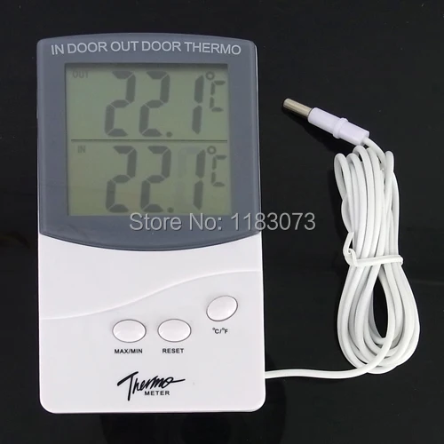 Digital LCD Indoor Outdoor Thermometer With 1.5M Wire Cable Sensor