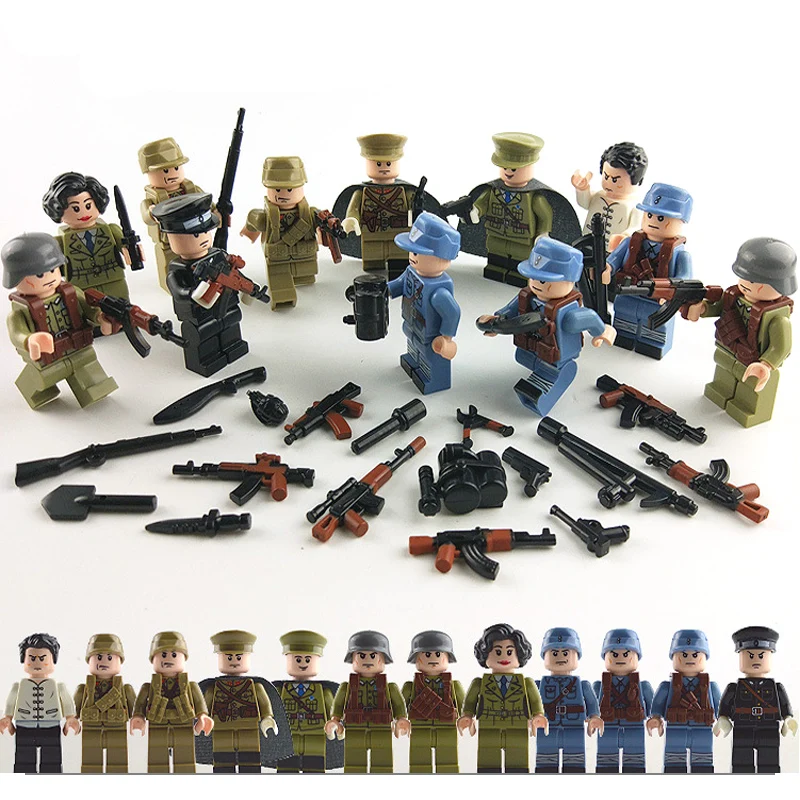 12pcs/set WW2 Military Mini Figures Building Blocks German Soldier Army Officer Weapon LegoINGY Educational Bricks Children Toys 12pcs/set WW2 Military Mini Figures Building Blocks German Soldier Army Officer Weapon LegoINGY Educational Bricks Children Toys