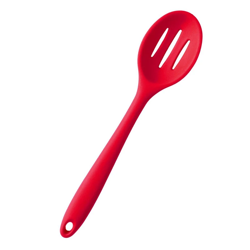 Premium Silicone Slotted Spoon Non-Stick Large Silicone Scoop Long Handled Drain Serving Spoon Colorful Silicone Cooking Utensil Kitchen Tools Cookware (3)