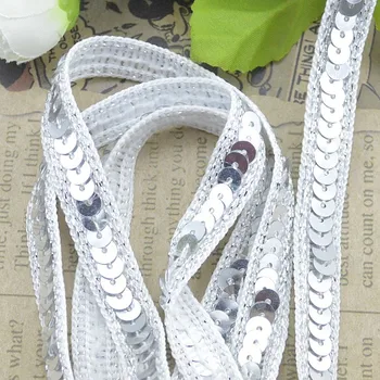 

10Meters 1cm Wide Sequins Lace Ribbon Black White DIY Clothing Accessories Beaded Handmade Trim Sewing Supplies
