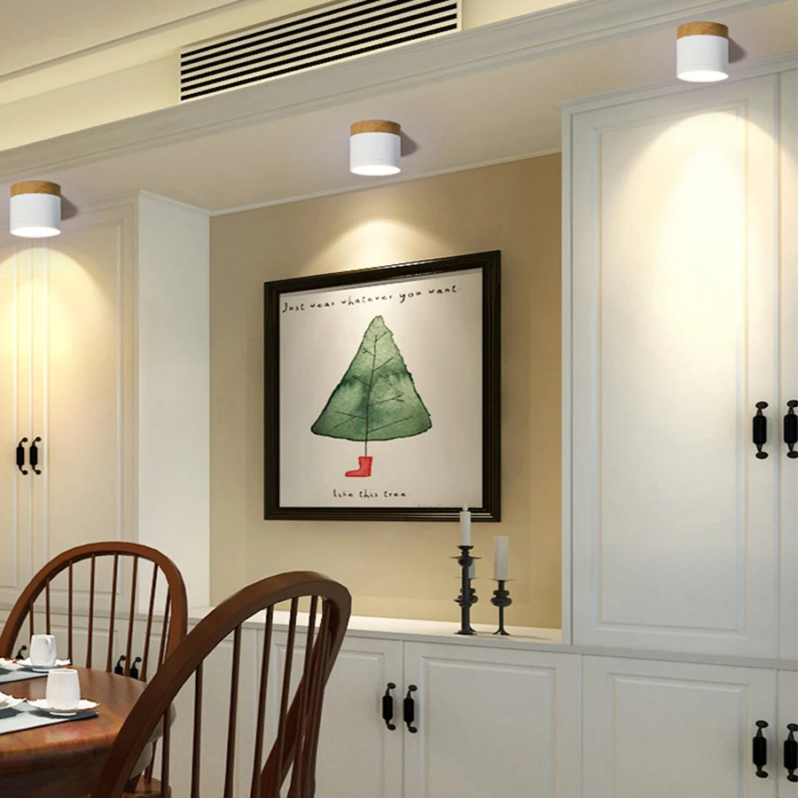 BEIAIDI поверхностного монтажа светодиодный потолочный светодиодный светильник светодиодный прожектор 7/12 Вт деревянный Макарон потолочные светильники для бар магазин дома