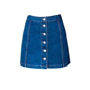 

2019 Women Summer Solid Skirts Casual Sexy Front Button Female Fashion High Waist Denim Skirts New