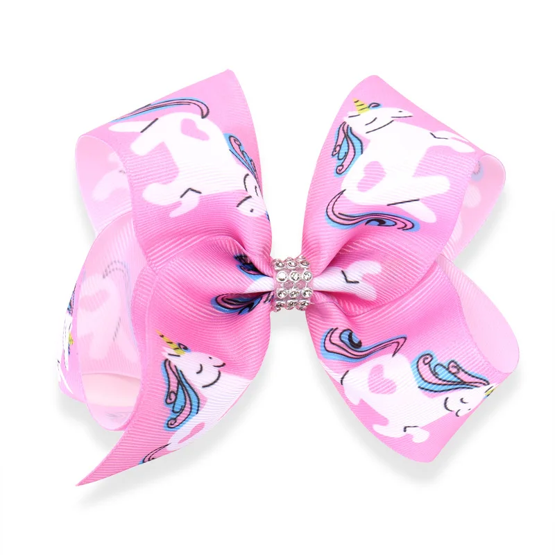 

5 inch Baby Hair Accessories Unicorn Rainbow Kids Handmade Knot Bows Jumbo Hair Bow Hairgrips Hair Clip For Girls JoJo Bows