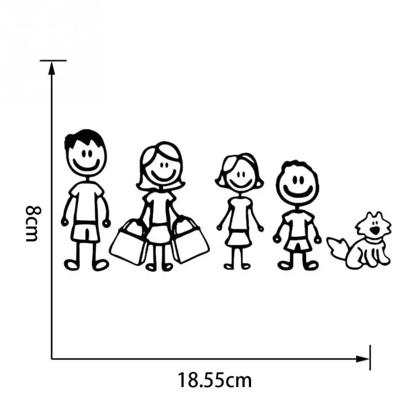 Смешные Семейные фигурки папа мама дочь сын и собака Авто наклейки на автомобиль