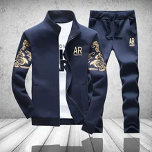 

New Tracksuit Men Set 2018 Autumn Fleece Hoodies + Pants Suit Spring Sweatshirt Sportswear Zipper Set Male Hoodie Sporting Suits