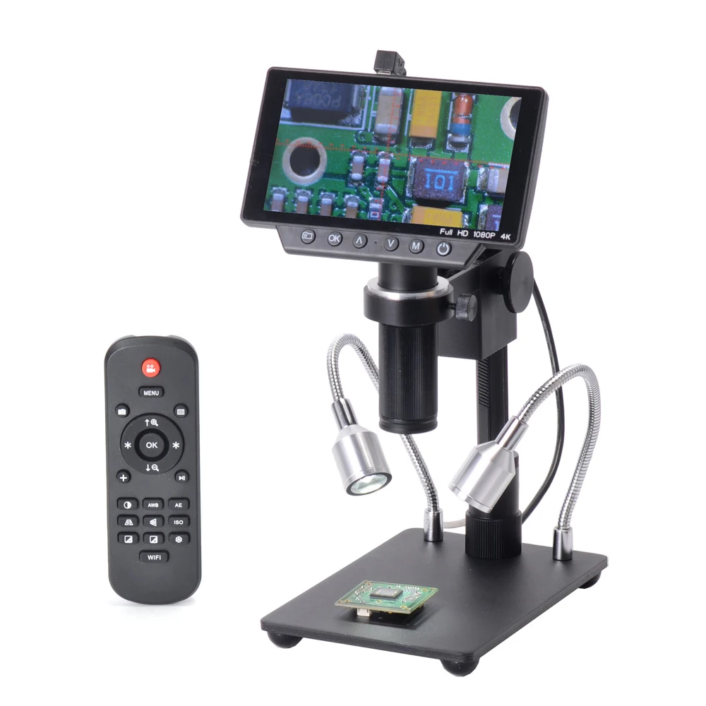 HY-1070 цифровой 150X промышленности USB WI-FI микроскоп Камера 16MP 4K 1080P 60FPS с 5 дюймов Экран