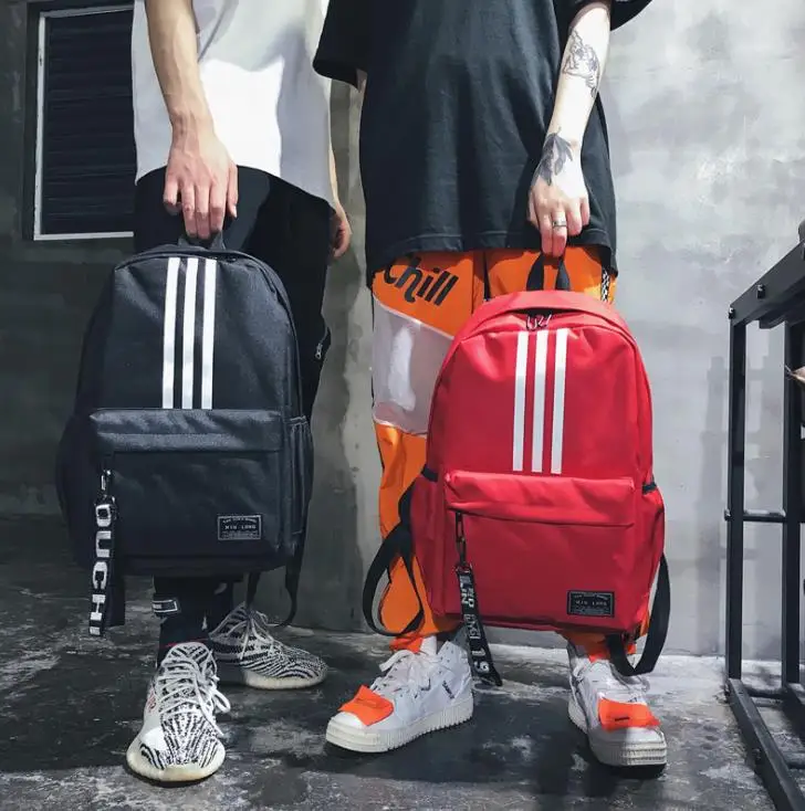 

New Fashion Sports Shoulder Backpack Nylon Stripe Shoulder Bag Neutral Outdoor Student Bag rucksack knapsack for teenagers
