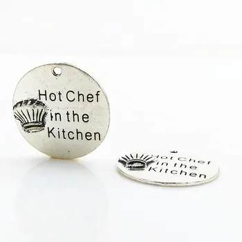 

5pcs/lot Antique Silver Plated Charm Letters Hot Chef in the Kitchen Charms Pendants For Necklace Bracelet Jewelry Accessories