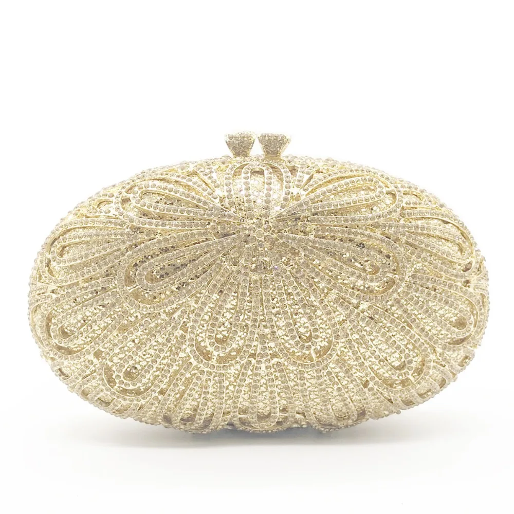 Gold/Silver/White Gold Crystal Metal Clutches Luxury Diamond Bridal
