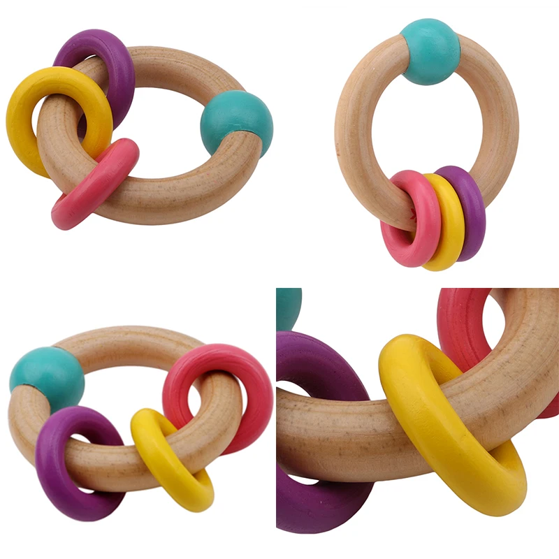 Baby Nursing Bracelets Wooden Teether Crochet Chew Beads Teething Wood