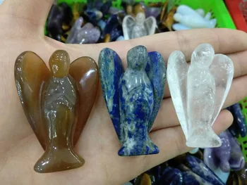 

1pc Natural gemstone and crystal angel Figurine healing aura little angel reiki sculpture random sold