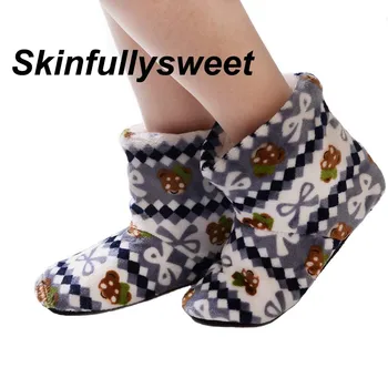 

New Women's Cotton-padded Boots Non-slip Soft Bottom Home Short Boots Thick Plush Warm Indoor Boots Soft Sole Floor Shoes