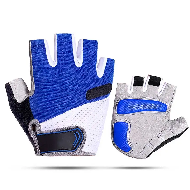 SAENSHING перчатки для велоспорта противоскользящие мужские и женские перчатки с половинными пальцами Дышащие анти-шок MTB велосипедные спортивные перчатки - Цвет: blue