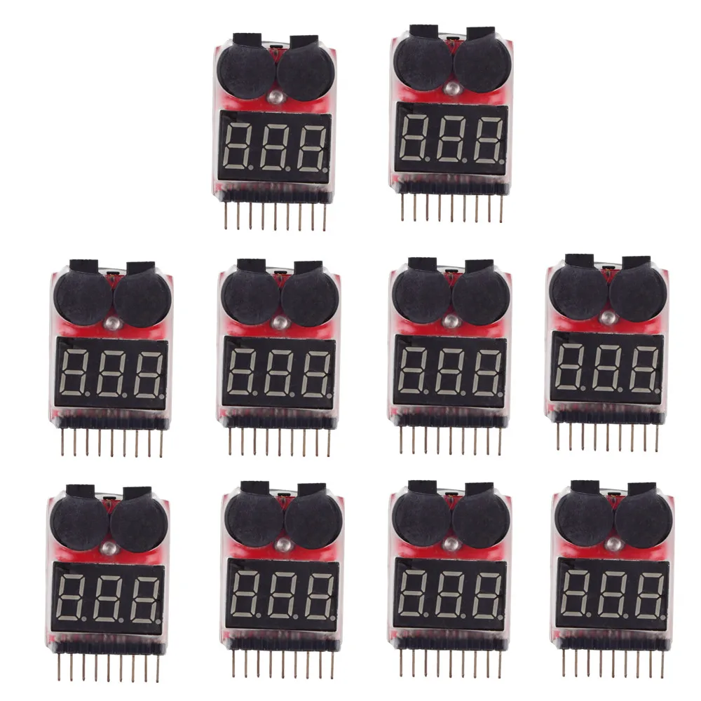 10pcs Low Voltage battery tester Buzzer Alarm 1-8S Lipo/Li-ion/Fe Battery Voltage 2IN1 Tester RC BB Ring