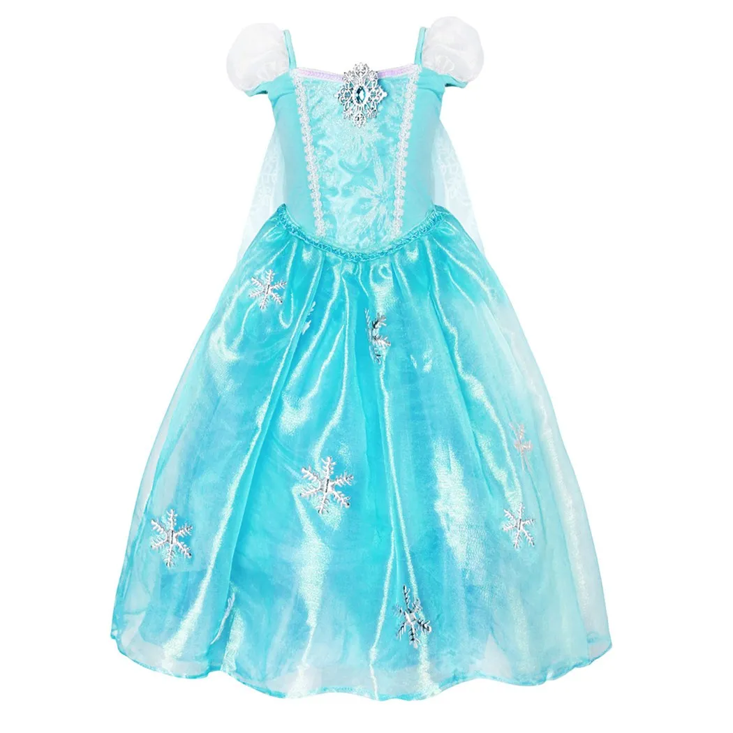 AmzBarley/костюм принцессы Эльзы с блестками для девочек; платье Снежной королевы с длинными рукавами для костюмированной вечеринки на день рождения, карнавал; детская одежда